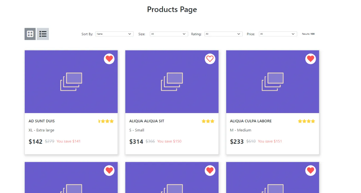 Product Listing Page